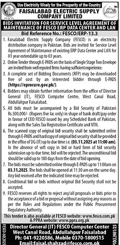 Faisalabad Electric Company Limited Tender Notice